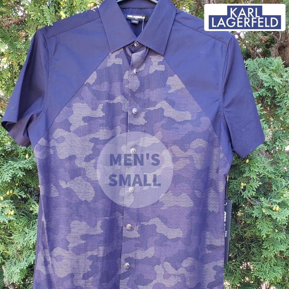 Karl Lagerfeld Textured Camo Woven Shirt